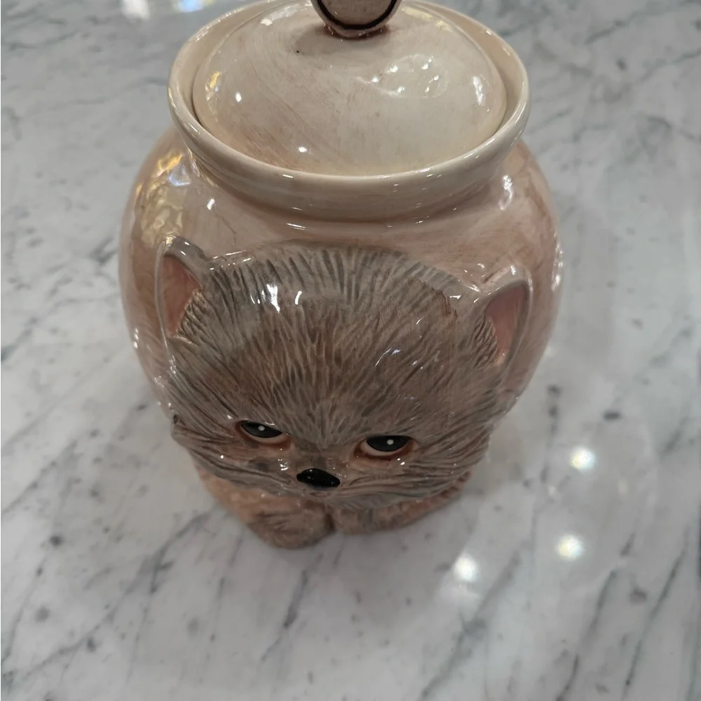❤️SOLD❤️ Vintage Cookie Jar 1960s Realistic Cat Treasure Craft RARE Mid Century - Picture 9 of 10